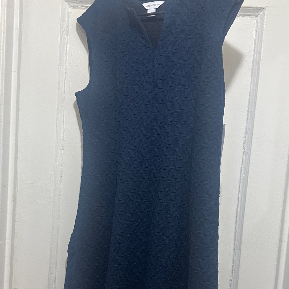 Liz Claiborne Navy Textured Midi Dress
